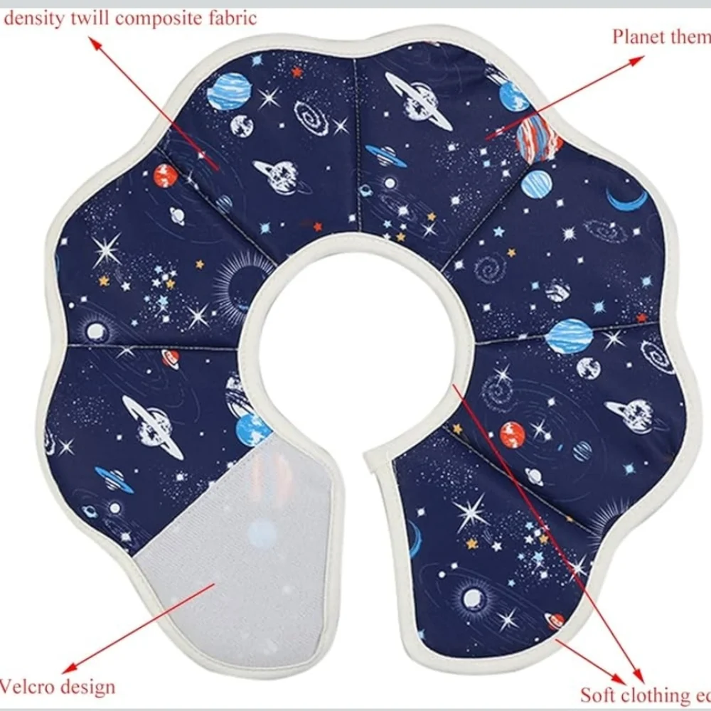 Calming Space-Print Soft Recovery Collar for Cats - Navy